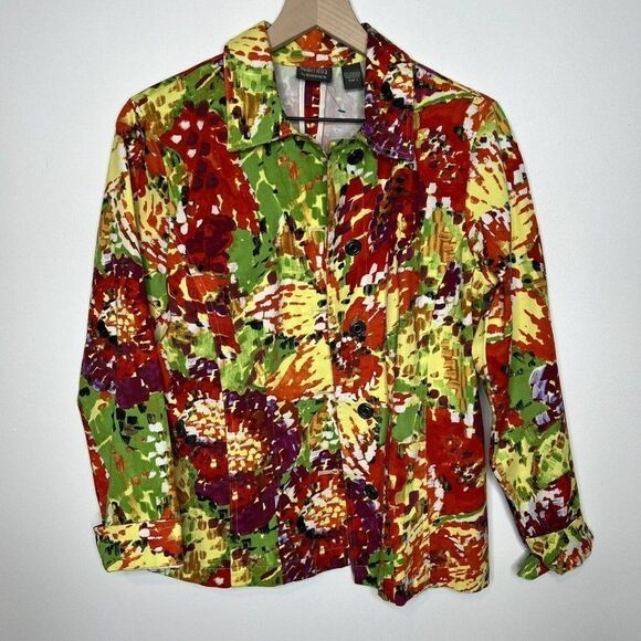 Chico's Additions Colorful Bright Stroke Mandy Jacket Size Medium(1) - Picture 1 of 4